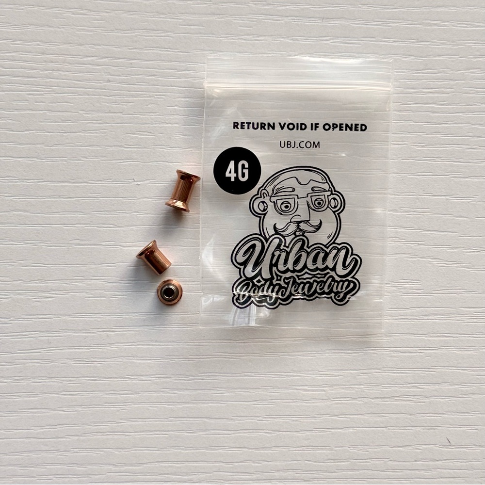 4 Gauge Hollow Rose Gold Plug Earrings, threaded FREE SHIPPING